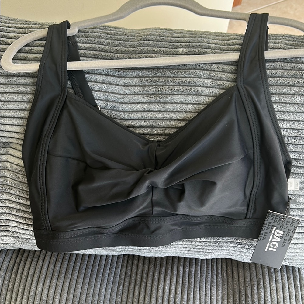 Black Swimsuit top with Adjustable Straps and Twist Detail NWT